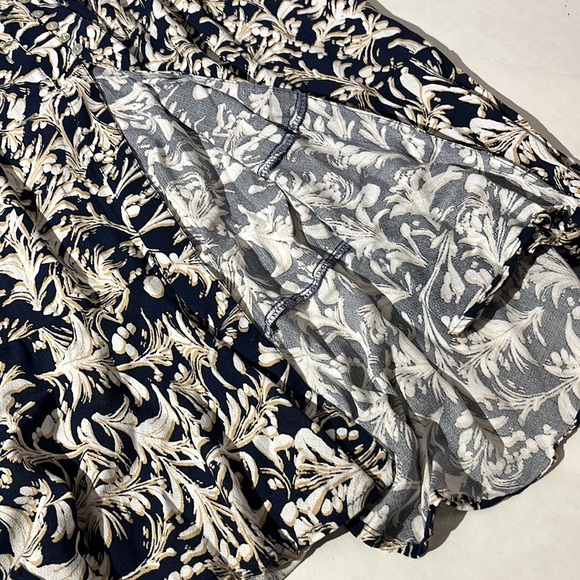 Rachel Zoe navy floral maxi skirt sz XS NEW! flowy blue cream white w/ tassles - Picture 6 of 8